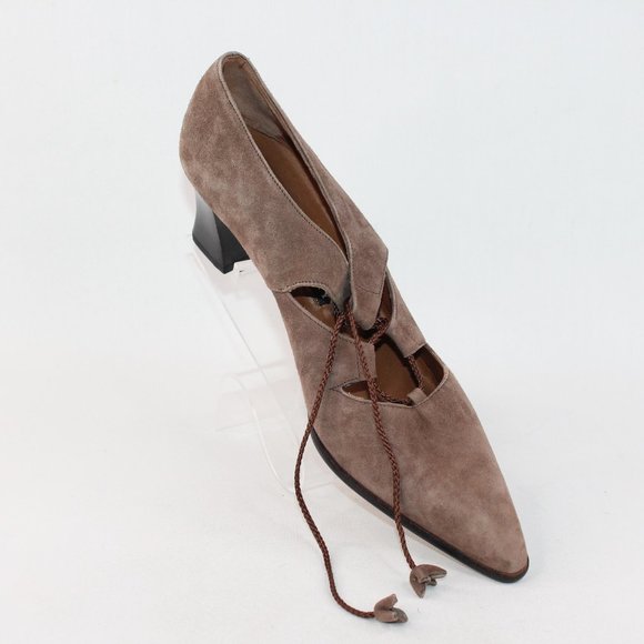 Ellen Tracy Shoes - Ellen Tracy Womens Sz 10 Linda Allard Brown Suede Block Heeled Pointed Toes #135